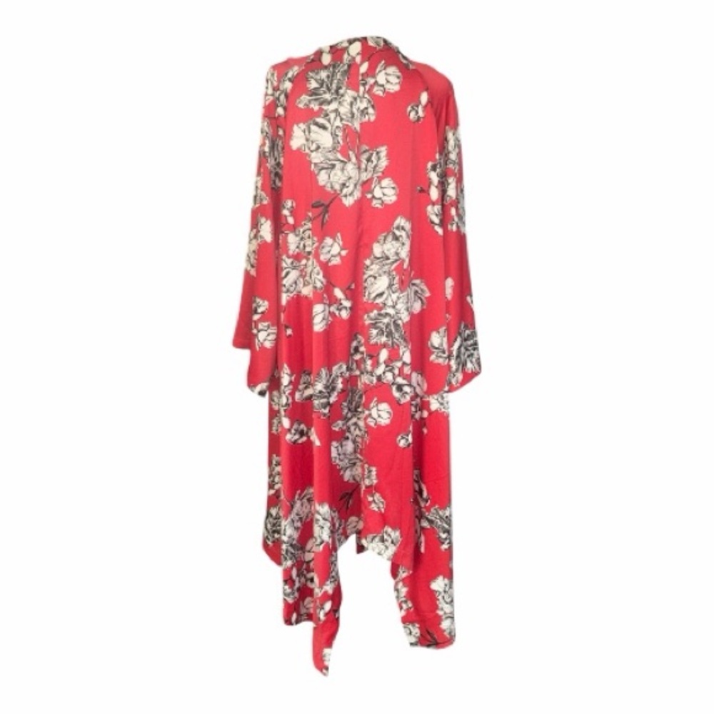 Denim 24/7 Red Floral Kimono Duster Cardigan Women’s Size M/L NWOT - Picture 3 of 5